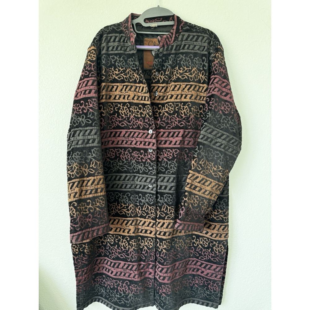 Chico's Anniversary Collection Tapestry Trench Jacket Sz 3 Large
